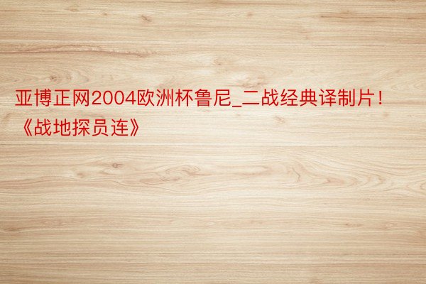 亚博正网2004欧洲杯鲁尼_二战经典译制片!《战地探员连》