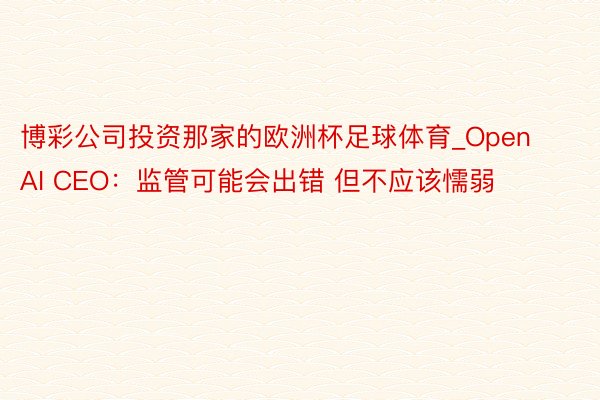 博彩公司投资那家的欧洲杯足球体育_OpenAI CEO：监管可能会出错 但不应该懦弱